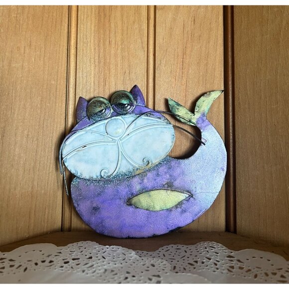 Source Unknown Art Metal Cheshire Cat Mermaid Wall Art Decor Purple